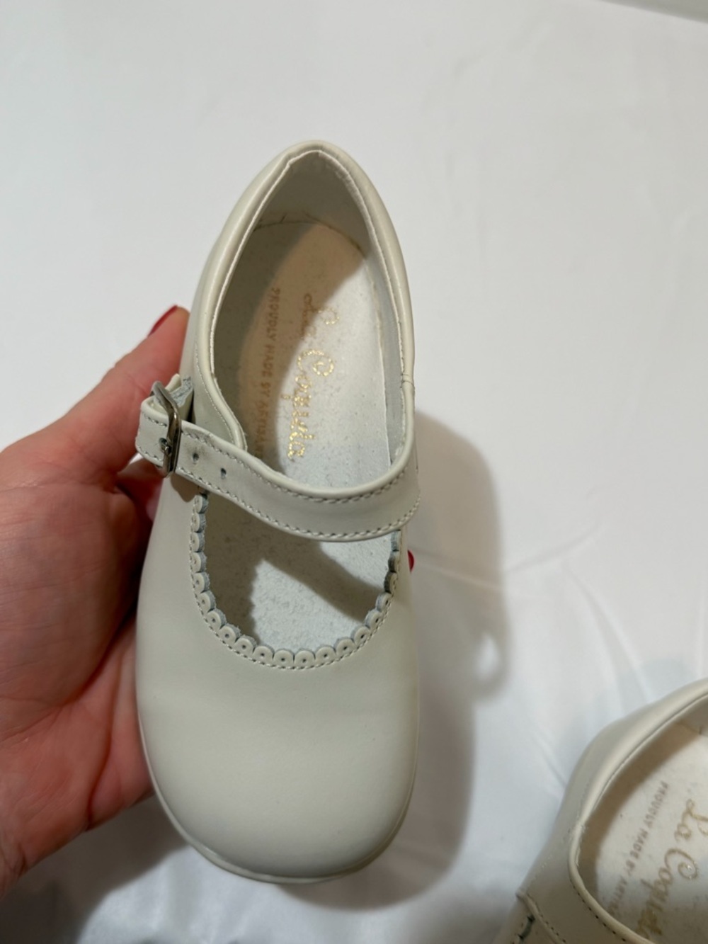 La Coqueta Ivory Nappa Leather Toddler Mary Jane Shoes Size 25 (9 US) - Picture 10 of 17